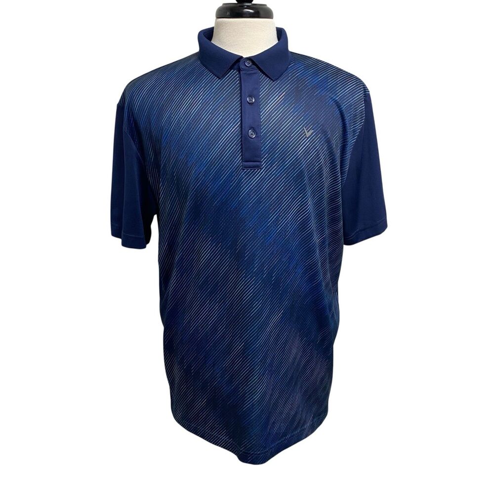 Callaway Opti‑Dri Golf Polo Mens Large L Navy Stripe Short Sleeves
